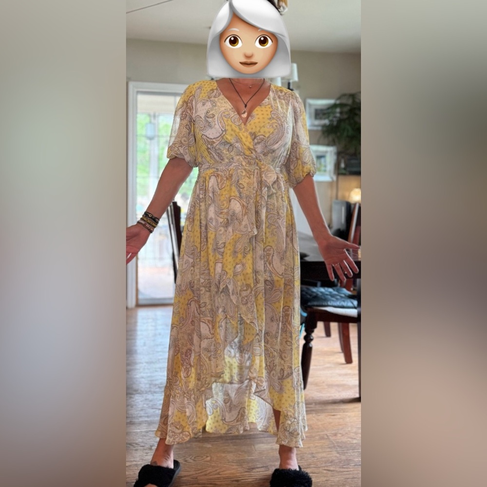 Women’a 2X L yellow maxi dress